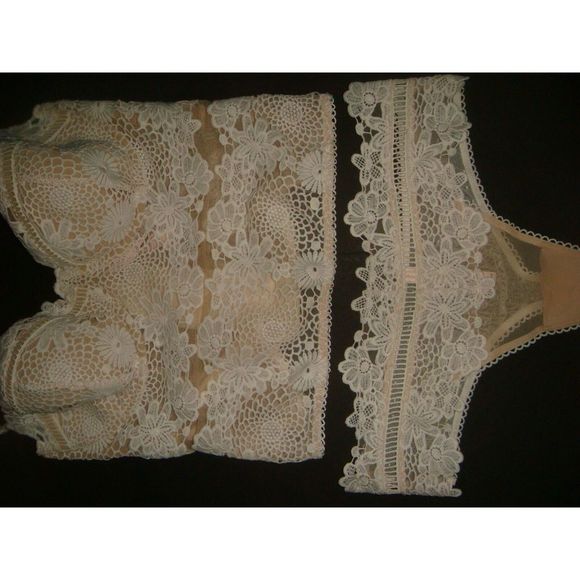 Victoria's Secret 32C,34C,36C,36D CORSET+thong Beige White embroidered BRIDAL - Picture 3 of 5
